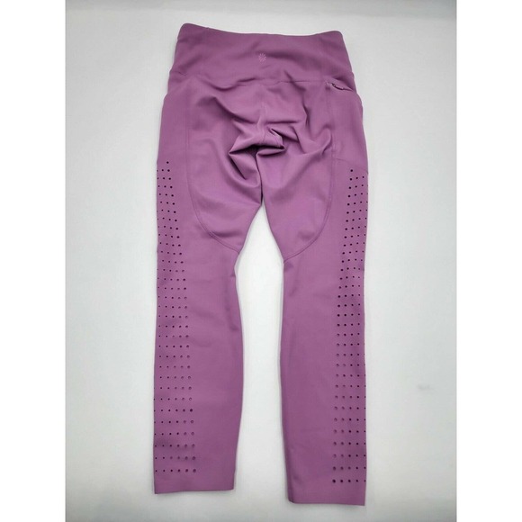 Athleta Cropped Purple Lasercut Leggings Women's Size XSP - Picture 1 of 12